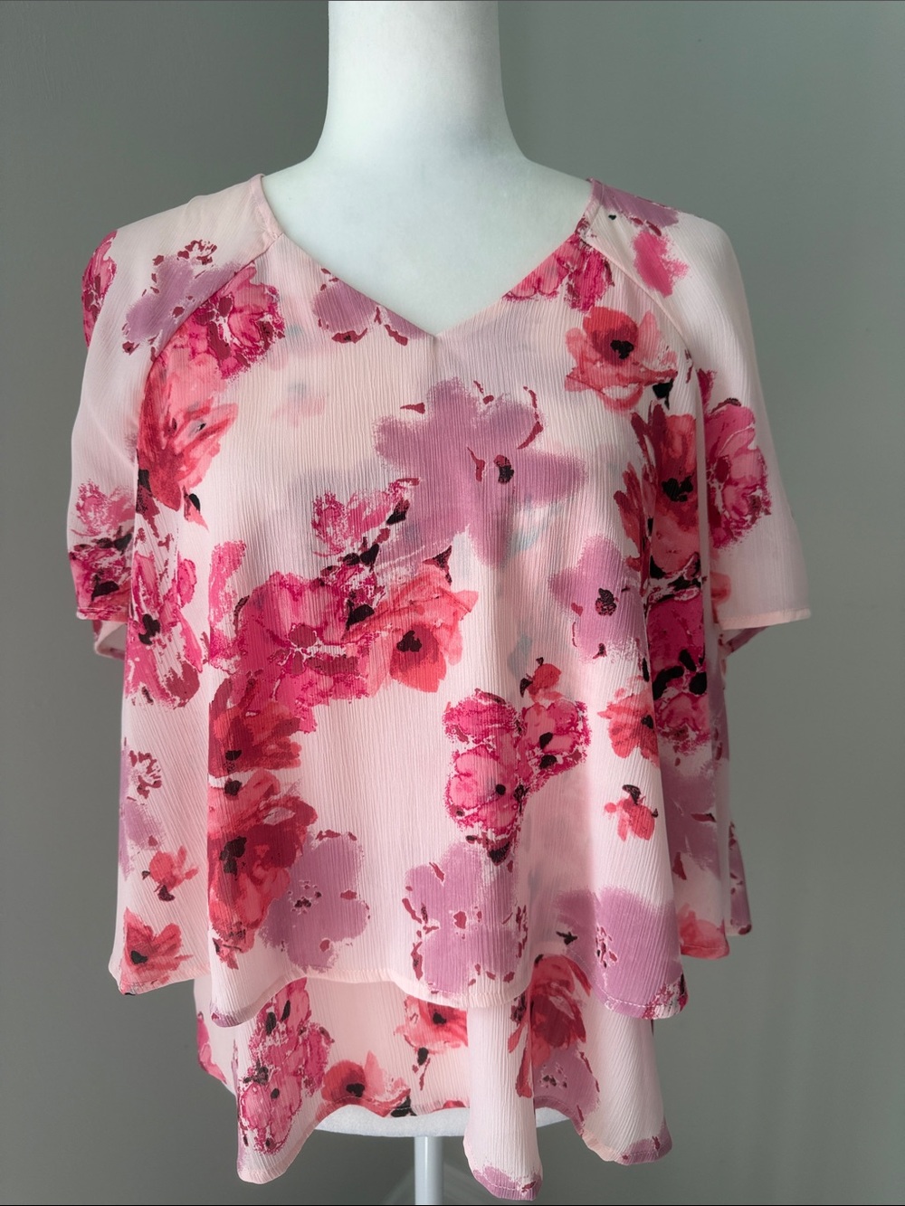 🆕 JUICY COUTURE Pink Floral Cold Shoulder Blouse Top Shirt Women’s Large NWT